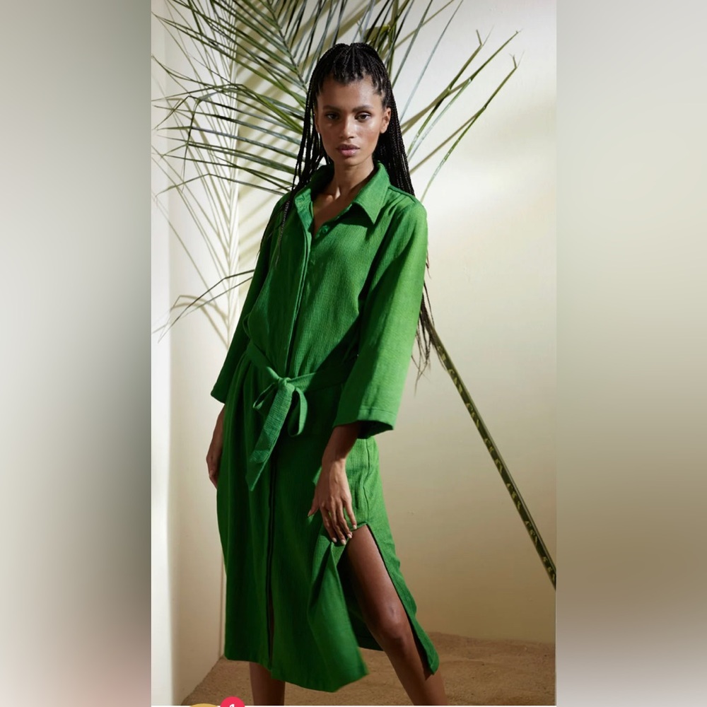 Rue Stiic Mara midi shirt dress in Green